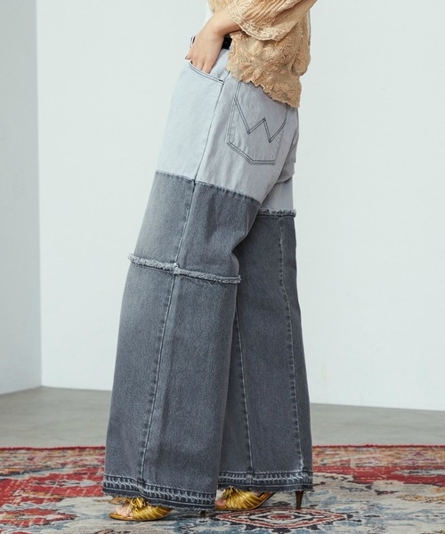 セール】Wrangler/ラングラー リメイクワイドデニムパンツ