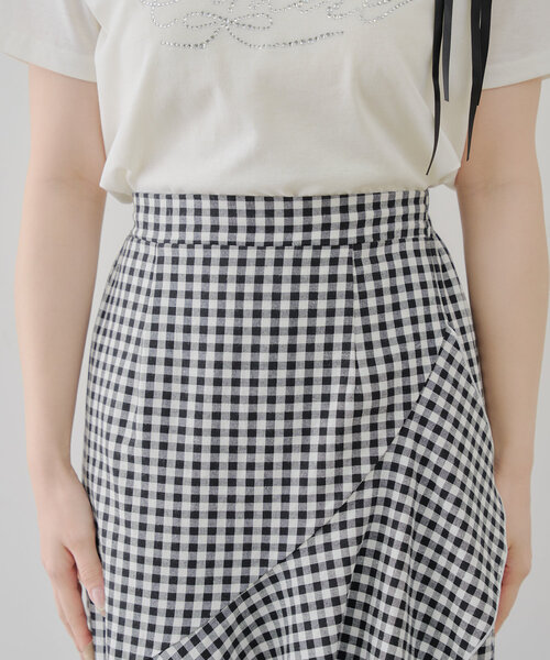 continuer de NICE CLAUP（コンティニューデナイスクラップ）の「【@reve.perle_セレクト】ラッフルロングスカート（スカート・レディース・チェック/ブラック・FREE）」の20枚目の写真