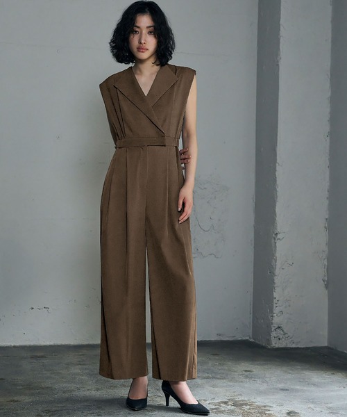 セール】スタンドアウトカラー オールインワン パンツドレス シアー