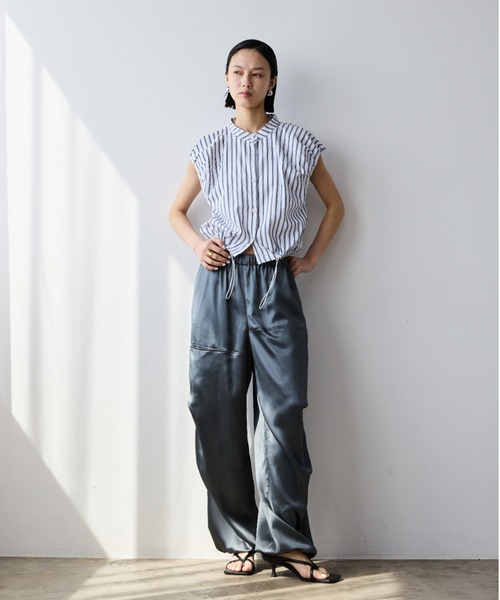 AIC.（エーアイシー）の「ストライプタックスリーブドローストリングシャツ（シャツ/ブラウス・レディース・オフホワイト/ブルー・FREE）」の16枚目の写真