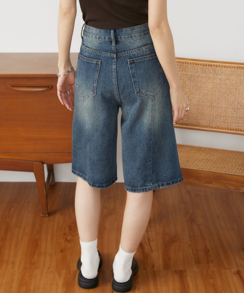 Auntie Rosa Holiday(アンティローザホリデー)の「ウォッシュドデニムハーフパンツ / サイズ展開あり(デニムパンツ・レディース・ブラック/ブルー・SMALL/MEDIUM)」の13枚目の写真