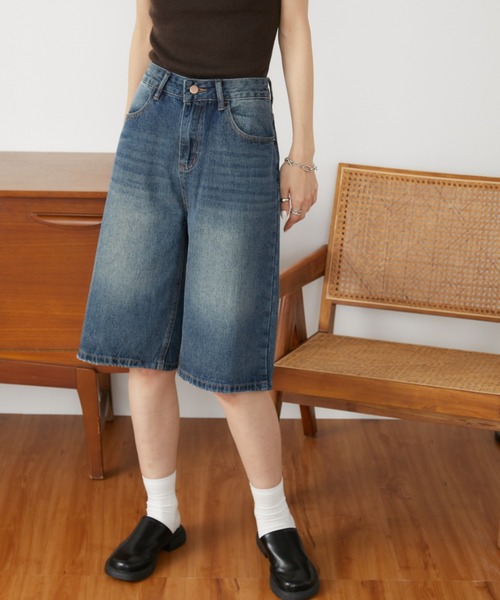 Auntie Rosa Holiday(アンティローザホリデー)の「ウォッシュドデニムハーフパンツ / サイズ展開あり(デニムパンツ・レディース・ブラック/ブルー・SMALL/MEDIUM)」の11枚目の写真