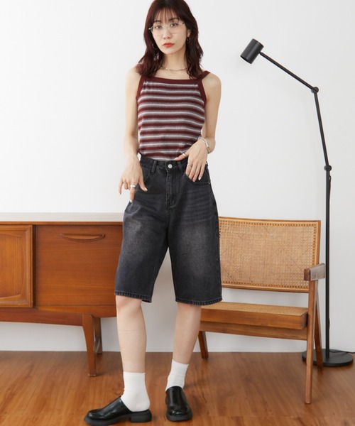 Auntie Rosa Holiday(アンティローザホリデー)の「ウォッシュドデニムハーフパンツ / サイズ展開あり(デニムパンツ・レディース・ブラック/ブルー・SMALL/MEDIUM)」の7枚目の写真