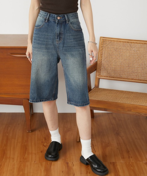 Auntie Rosa Holiday(アンティローザホリデー)の「ウォッシュドデニムハーフパンツ / サイズ展開あり(デニムパンツ・レディース・ブラック/ブルー・SMALL/MEDIUM)」の19枚目の写真