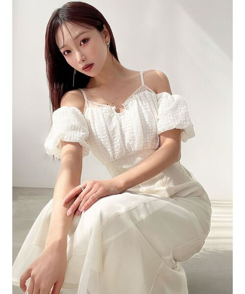 RESEXXY（リゼクシー）の「チェックコンビマーメイドワンピース（ワンピース・レディース・ホワイト/ブラック/ブルー・FREE）」の4枚目の写真