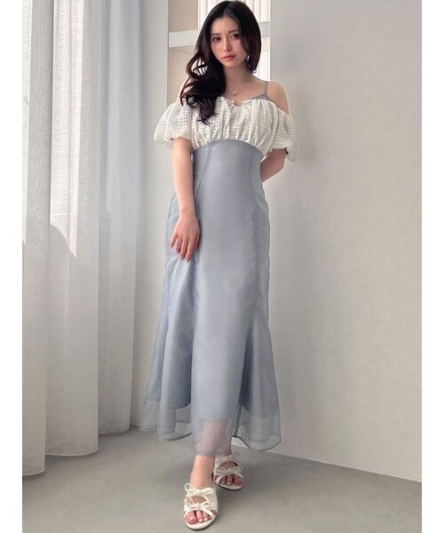 RESEXXY（リゼクシー）の「チェックコンビマーメイドワンピース（ワンピース・レディース・ホワイト/ブラック/ブルー・FREE）」の10枚目の写真