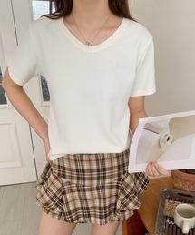 【aimoha】デイリーコットン混VネックTシャツ (SS)