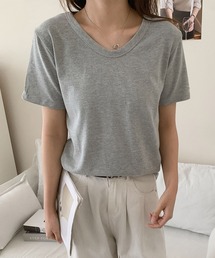【aimoha】デイリーコットン混VネックTシャツ (SS)