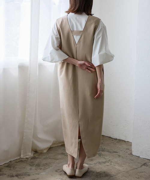 No Rule No Line（ノール－ルノーライン）の「深めVネック2wayジャンパースカート ワンピース（ワンピース・レディース・チャコール/ベージュ/ブラック・FREE）」の14枚目の写真