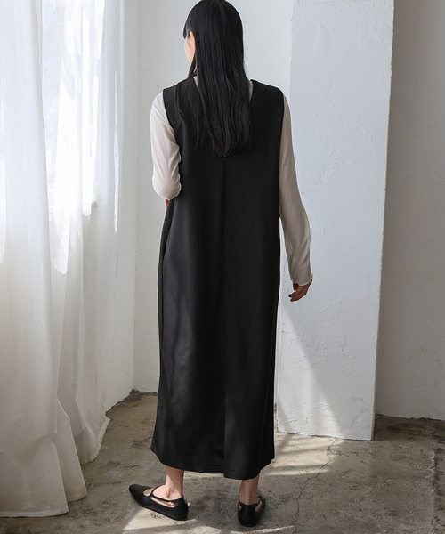 No Rule No Line（ノール－ルノーライン）の「深めVネック2wayジャンパースカート ワンピース（ワンピース・レディース・チャコール/ベージュ/ブラック・FREE）」の20枚目の写真