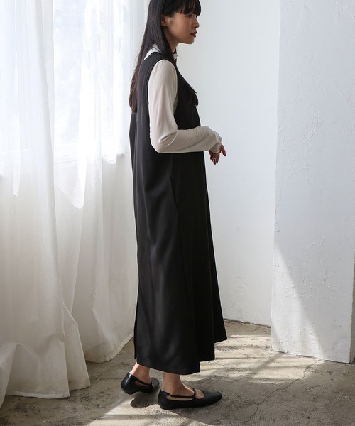 No Rule No Line（ノール－ルノーライン）の「深めVネック2wayジャンパースカート ワンピース（ワンピース・レディース・チャコール/ベージュ/ブラック・FREE）」の21枚目の写真