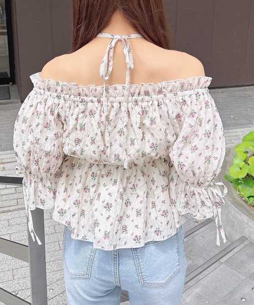 INGNI（イング）の「花柄オフショルブラウス（シャツ/ブラウス・レディース・ホワイト×ブルー/ホワイト系1・M）」の14枚目の写真