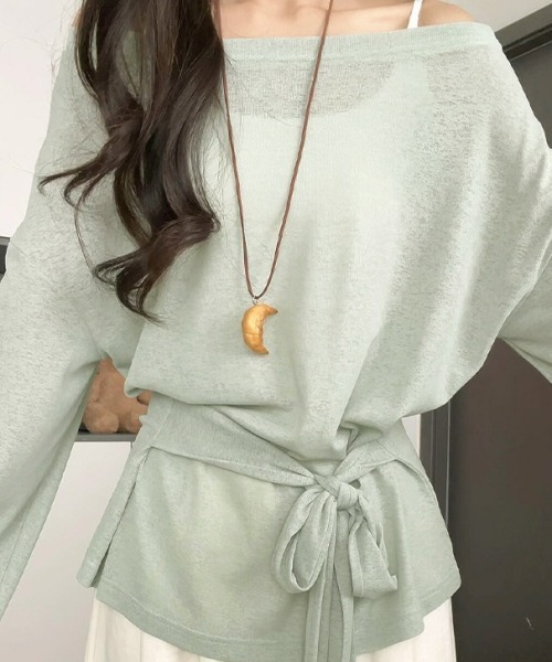 gossip!ロサンゼルス(ゴシップロサンゼルス)の「Y2Kガーリー オフショルダールーズトップス ブラウス(シャツ/ブラウス・レディース・ピンク/ライトグリーン/ホワイト/ブルー・FREE)」の9枚目の写真
