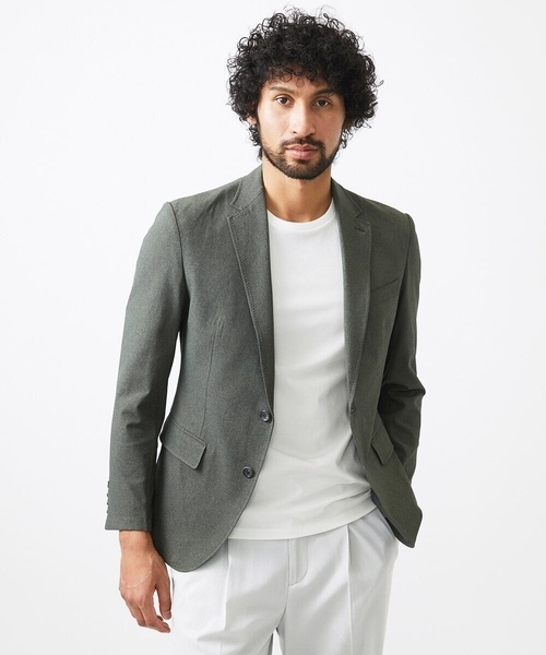 MICHEL KLEIN HOMME (ミッシェルクランオム)の「【セットアップ】メッシュテーラードジャケット(テーラードジャケット・メンズ・ブラック/カーキ・MEDIUM/LARGE/X-LARGE)」の2枚目の写真