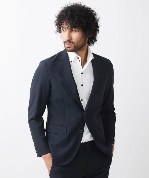 MICHEL KLEIN HOMME (ミッシェルクランオム)の「【セットアップ】メッシュテーラードジャケット(テーラードジャケット・メンズ・ブラック/カーキ・MEDIUM/LARGE/X-LARGE)」の1枚目の写真