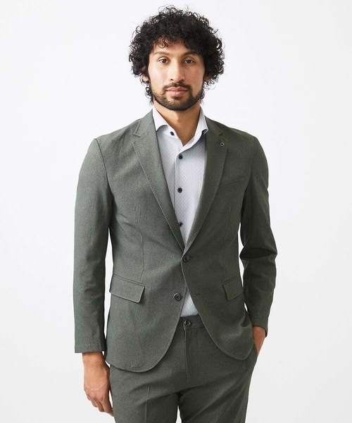 MICHEL KLEIN HOMME (ミッシェルクランオム)の「【セットアップ】メッシュテーラードジャケット(テーラードジャケット・メンズ・ブラック/カーキ・MEDIUM/LARGE/X-LARGE)」の3枚目の写真
