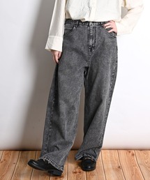 ストレッチワイドストレートデニムパンツ