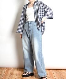 ストレッチワイドストレートデニムパンツ