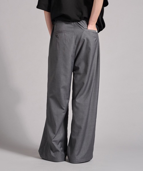 レタッチ 2Tuck Wide Slacks-gray- 2Tuck Wide Slacks-gray-