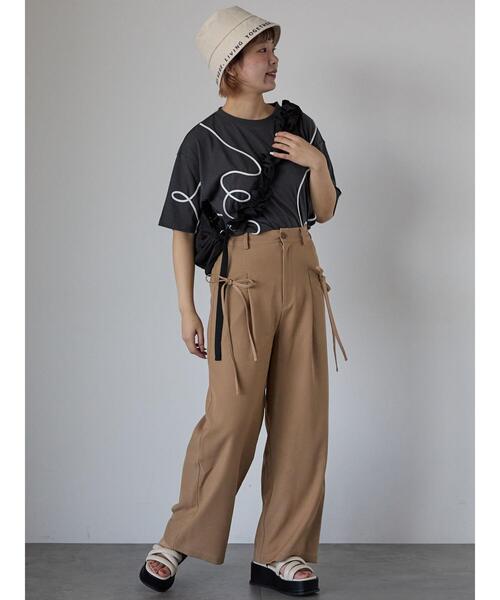 ehka sopo（エヘカソポ）の「ライン柄Tシャツ（Tシャツ/カットソー・レディース・ラベンダー/オフホワイト/チャコールグレー・F）」の17枚目の写真