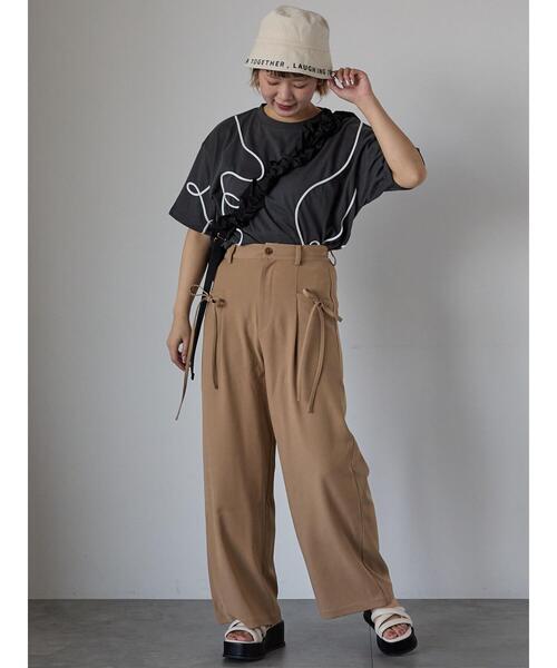 ehka sopo（エヘカソポ）の「ライン柄Tシャツ（Tシャツ/カットソー・レディース・ラベンダー/オフホワイト/チャコールグレー・F）」の16枚目の写真