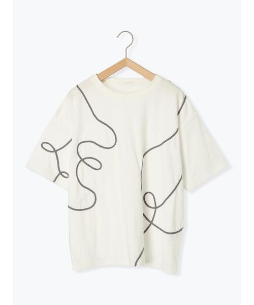 ehka sopo（エヘカソポ）の「ライン柄Tシャツ（Tシャツ/カットソー・レディース・ラベンダー/オフホワイト/チャコールグレー・F）」の11枚目の写真