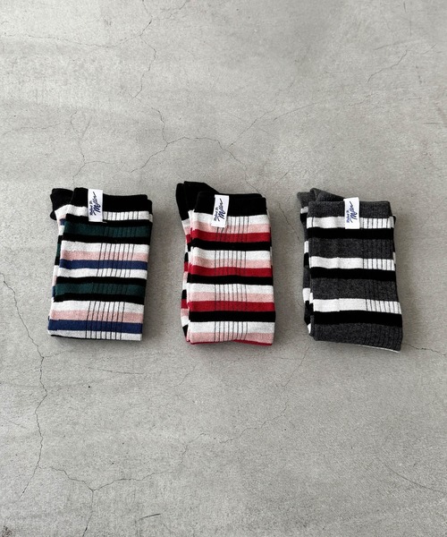 CANAL JEAN（キャナルジーン）の「Miller　ボーダーロングソックス（ソックス/靴下・レディース・グリーン系その他/レッド系その他/グレー系その他・ONE SIZE）」の4枚目の写真