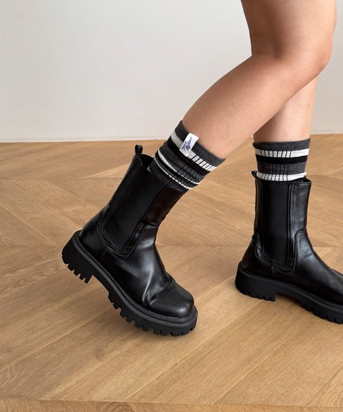 CANAL JEAN（キャナルジーン）の「Miller　ボーダーロングソックス（ソックス/靴下・レディース・グリーン系その他/レッド系その他/グレー系その他・ONE SIZE）」の5枚目の写真