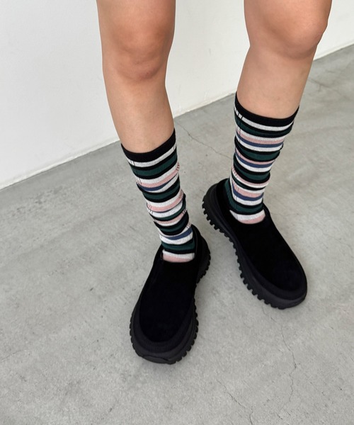 CANAL JEAN（キャナルジーン）の「Miller　ボーダーロングソックス（ソックス/靴下・レディース・グリーン系その他/レッド系その他/グレー系その他・ONE SIZE）」の6枚目の写真