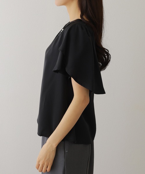 Lace Ladies(レースレディース)の「パール ライン フリル袖 シフォン ブラウス(シャツ/ブラウス・レディース・ブラック/ホワイト/ネイビー/グレー・FREE/S)」の9枚目の写真