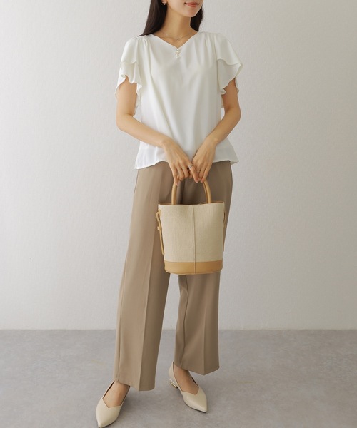 Lace Ladies(レースレディース)の「パール ライン フリル袖 シフォン ブラウス(シャツ/ブラウス・レディース・ブラック/ホワイト/ネイビー/グレー・FREE/S)」の17枚目の写真