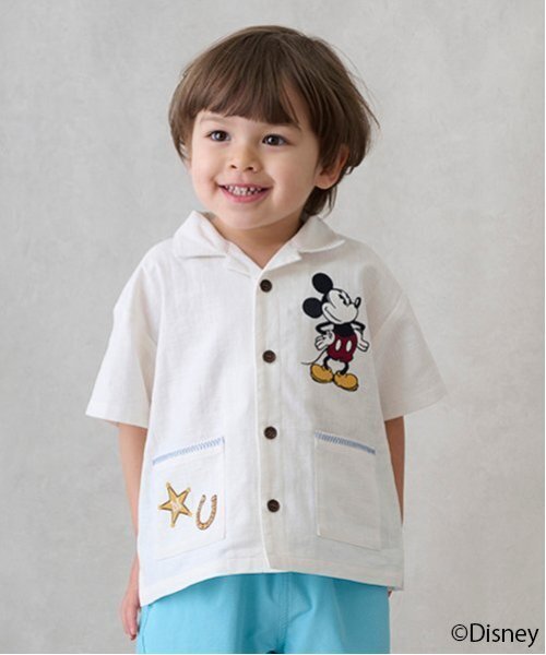 petit main（プティマイン）の「【Disney】開衿半袖シャツ（シャツ/ブラウス・キッズ・カラフル/ブラウン/キナリ・100cm/130cm/110cm/120cm/90cm/80ｃｍ）」の2枚目の写真