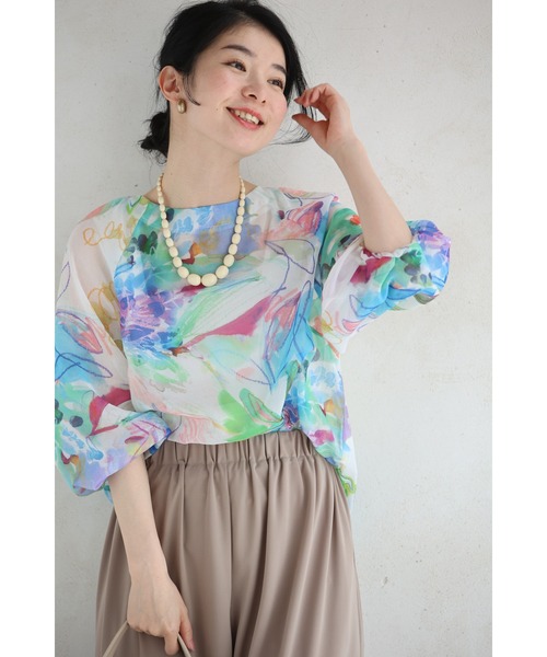 鮮やかカラフル水彩柄シャツ 返品交換送料無料 トップス ブラウス シャツ シアー感 薄手 ホワイト ブルー ピンク  カラフル  長袖 ゆったり シンプル ポケット 楽天市場】返品交換送料無 リネン 刺繍 シアー ブラウス【鮮やか