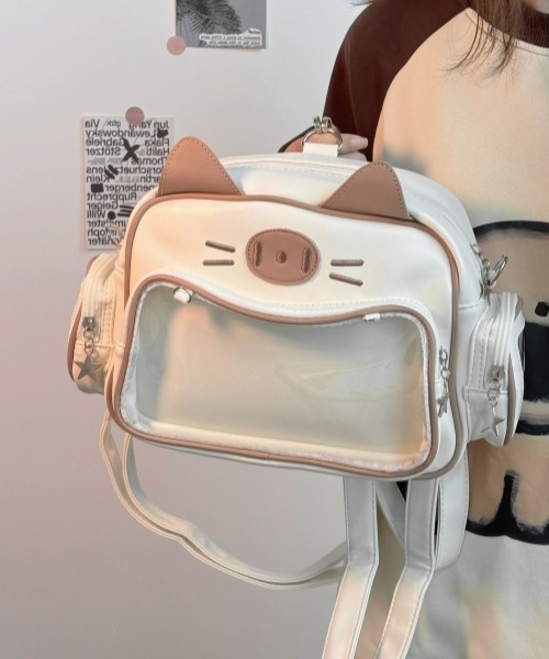 ♡kr2hkr♡　ふわコロショルダー　ユキエモン3点セット Y2Kガーリー＊3WAYねこ型痛バッグ（ショルダーバッグ）｜gossip