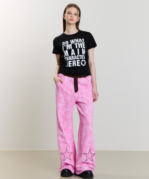 LUVISTRUE（ラヴイズトゥルー）の「SM STAR PANTS（スウェットパンツ・レディース・チャコール/ピンク/ブラック・FREE）」の8枚目の写真