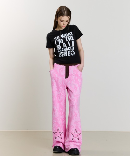 LUVISTRUE（ラヴイズトゥルー）の「SM STAR PANTS（スウェットパンツ・レディース・チャコール/ピンク/ブラック・FREE）」の9枚目の写真