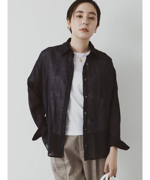 ブラウス シャツ 「松井愛莉着用」ラミー2WAYオーバーシャツ レディース セール】 【松井愛莉着用】ラミー2WAYオーバーシャツ（オフ