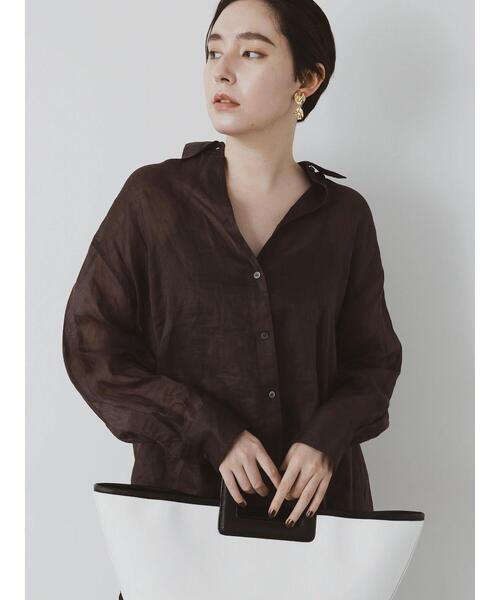ブラウス シャツ 「松井愛莉着用」ラミー2WAYオーバーシャツ レディース セール】 【松井愛莉着用】ラミー2WAYオーバーシャツ（オフ