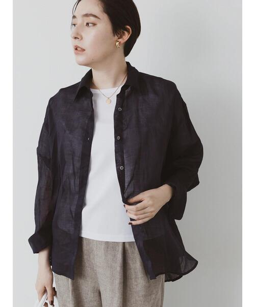 ブラウス シャツ 「松井愛莉着用」ラミー2WAYオーバーシャツ レディース セール】 【松井愛莉着用】ラミー2WAYオーバーシャツ（オフ
