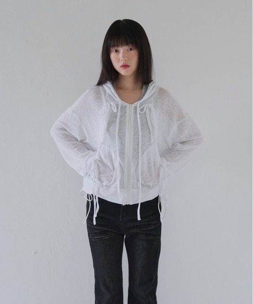 セール】ドローストリングデザイン シアーパーカー（Tシャツ