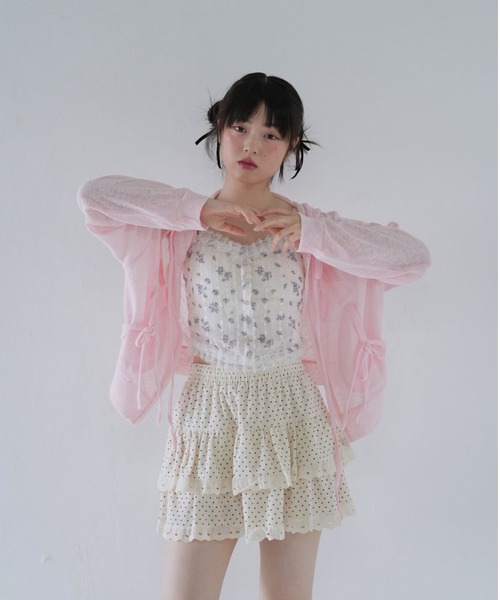Uenui(ウニュイ)の「ドローストリングデザイン シアーパーカー(Tシャツ/カットソー・レディース・ホワイト/ピンク/ベージュ/ブラック/ブルー・FREE)」の5枚目の写真