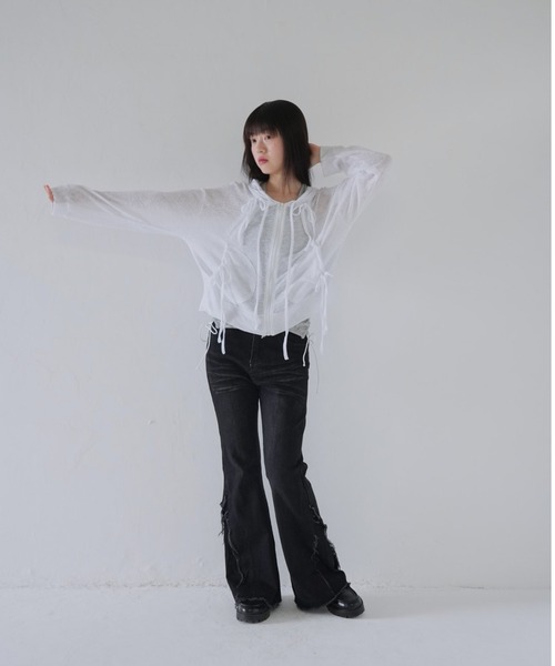 tシャツ ドローストリングデザイン シアーパーカー レディース ドローストリングデザイン シアーパーカー（Tシャツ/カットソー