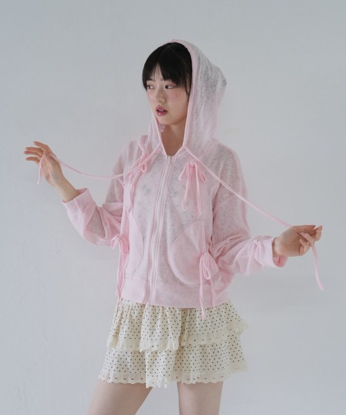 tシャツ ドローストリングデザイン シアーパーカー レディース ドローストリングデザイン シアーパーカー（Tシャツ/カットソー