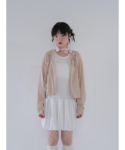 tシャツ ドローストリングデザイン シアーパーカー レディース ドローストリングデザイン シアーパーカー（Tシャツ/カットソー