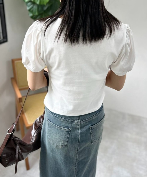 mebole(メボレ)の「バルーンオープンネックトップ(Tシャツ/カットソー・レディース・ブラック/ホワイト・FREE)」の14枚目の写真