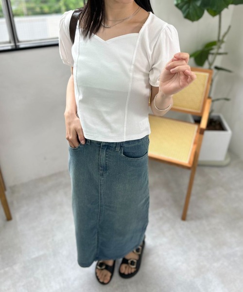 mebole(メボレ)の「バルーンオープンネックトップ(Tシャツ/カットソー・レディース・ブラック/ホワイト・FREE)」の13枚目の写真