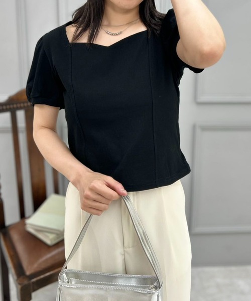 mebole(メボレ)の「バルーンオープンネックトップ(Tシャツ/カットソー・レディース・ブラック/ホワイト・FREE)」の22枚目の写真