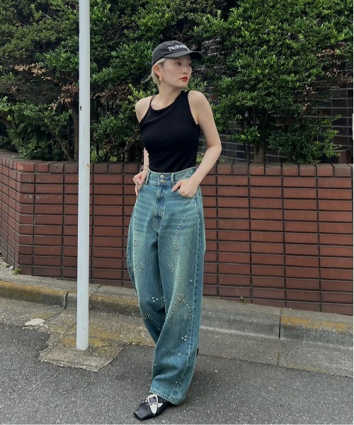 Ameri（アメリ）の「MEDI DIMENSIONAL KNIT TANK（タンクトップ・レディース・ブラック/ホワイト/レッド・FREE）」の8枚目の写真