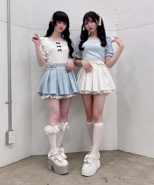 Ank Rouge（アンクルージュ）の「おリボンパールツイードスカパン（スカート・レディース・ホワイト/ブラック/ブルー・M）」の11枚目の写真