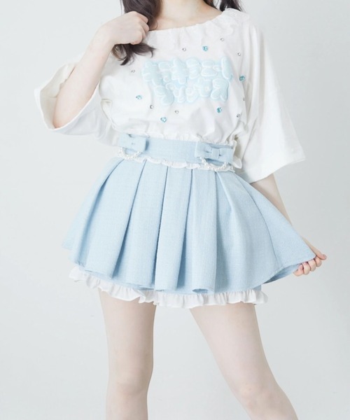 Ank Rouge（アンクルージュ）の「おリボンパールツイードスカパン（スカート・レディース・ホワイト/ブラック/ブルー・M）」の18枚目の写真